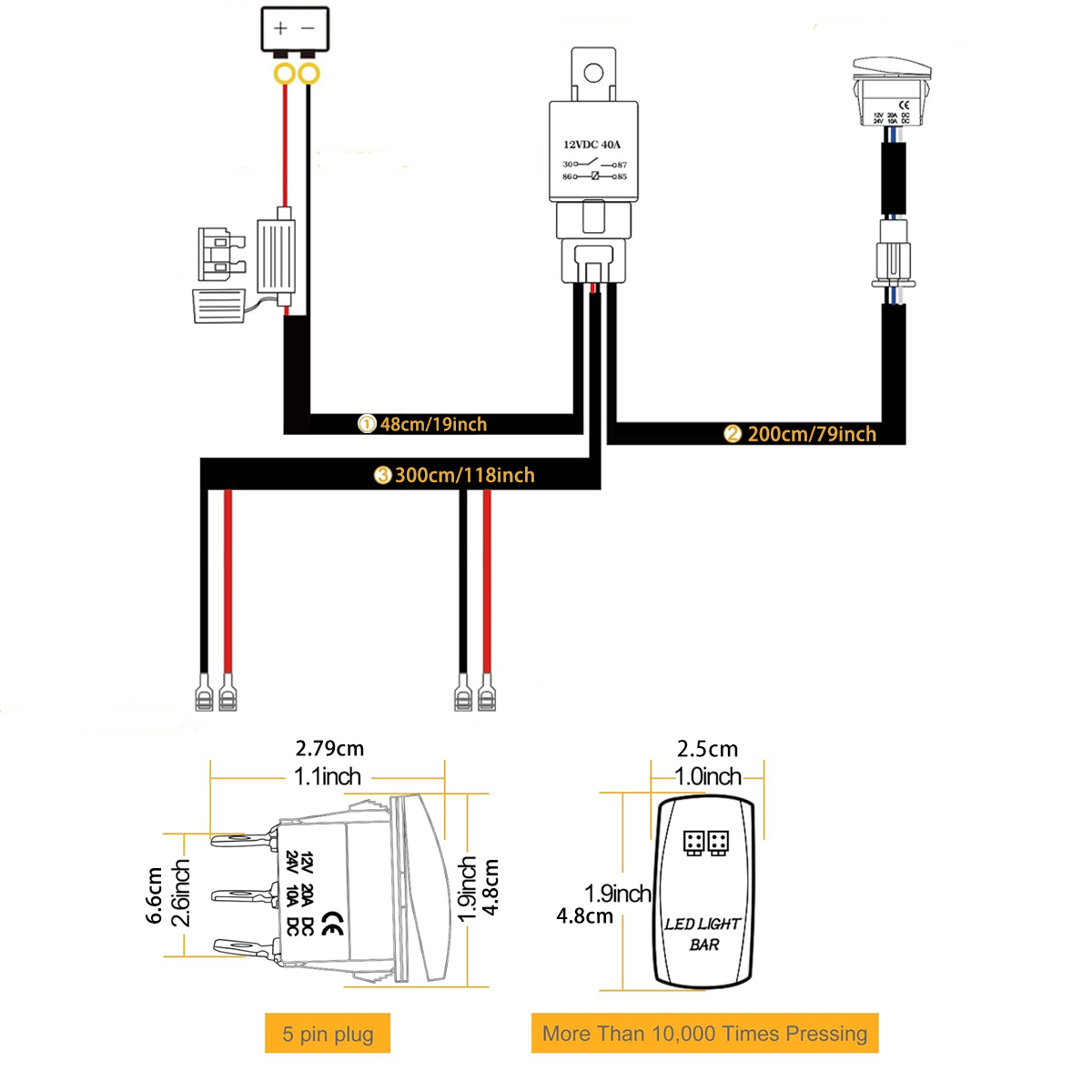 LED 라이트 바 배선 하네스 키트 14AWG 헤비 듀 - Led El Wire 리뷰 및 가격