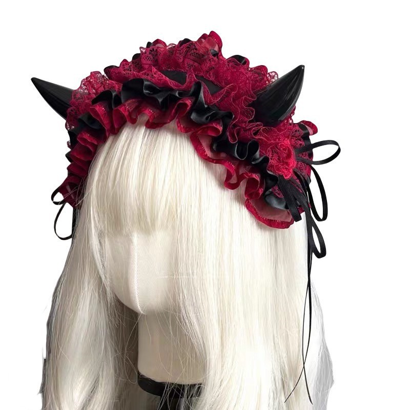 일본 고딕 레이스 리본 머리띠 – 다크 할로윈 헤어 액 - Cosplay Prop Bow 리뷰 및 가격