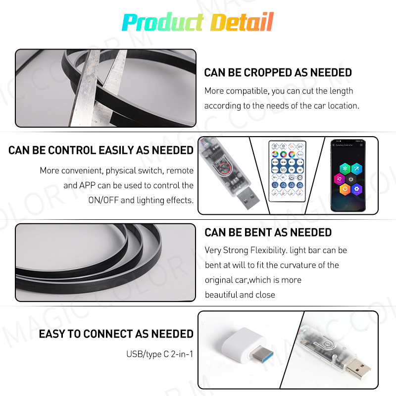 Vegting 140/55 인치 자동차 주변 조명, 2 - Led El Wire 리뷰 및 가격