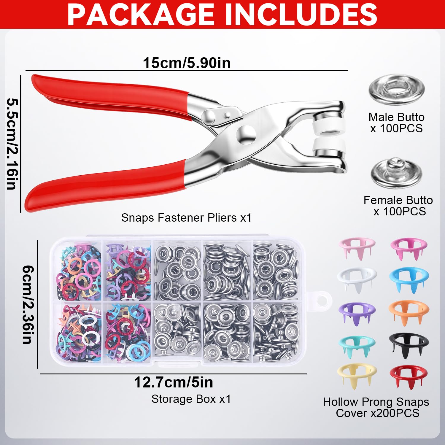 100개 금속 단추, 금속 스냅 단추, 고정 플라이어  - Snap Fastener Set 리뷰 및 가격