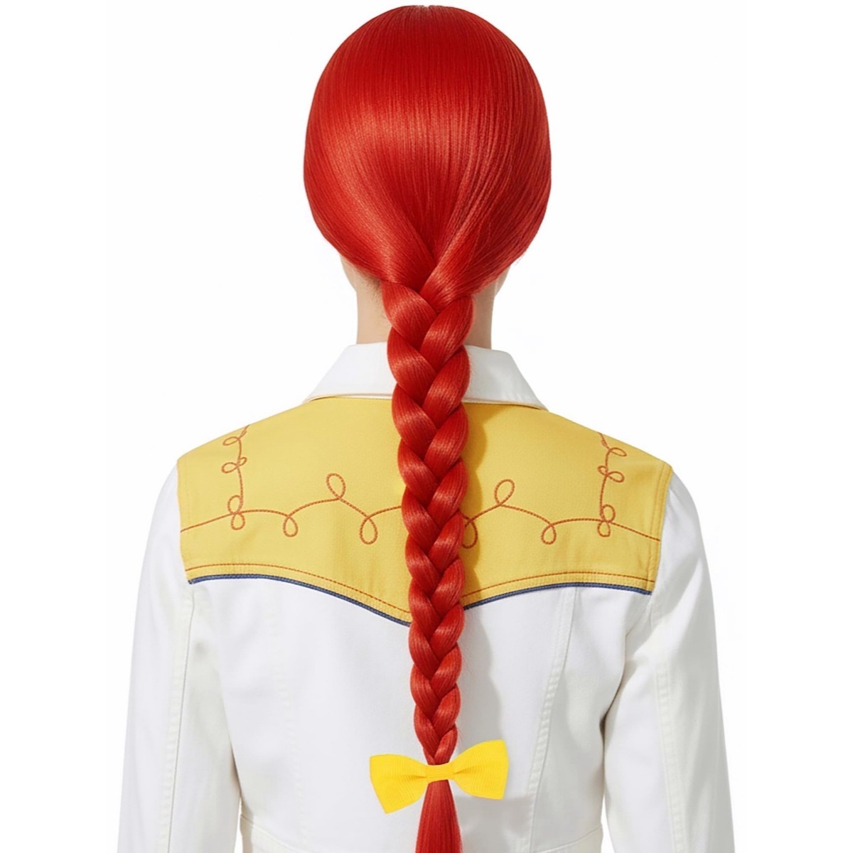 밝은 빨간색 61cm 긴 직선 가발 땋은 포니테일 노란 - Cosplay Prop Bow 리뷰 및 가격